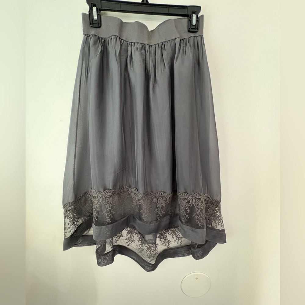 Keysha made in Italy Gray Embellished Asymmetrical Skirt silk blend Size Medium